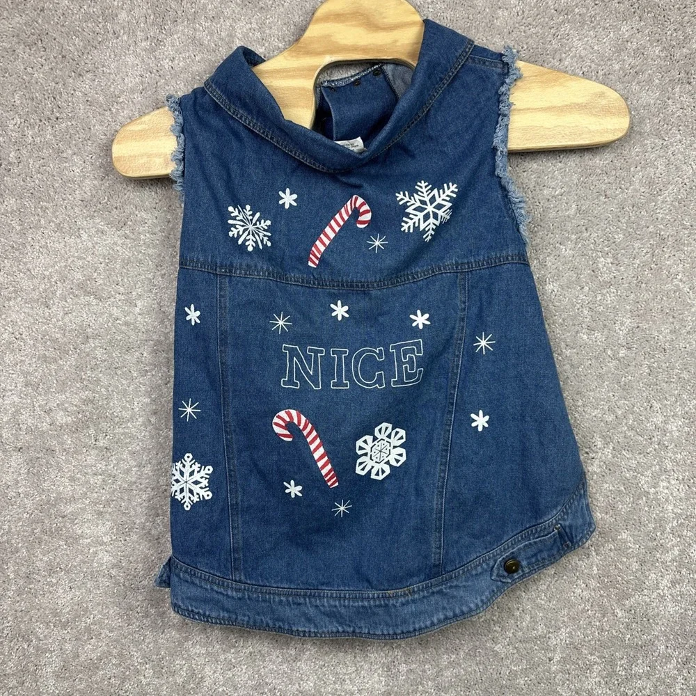 Ugly Denim Dog Pet Vest‎ Blue Wondershop Christmas Winter Sweater Costume XL